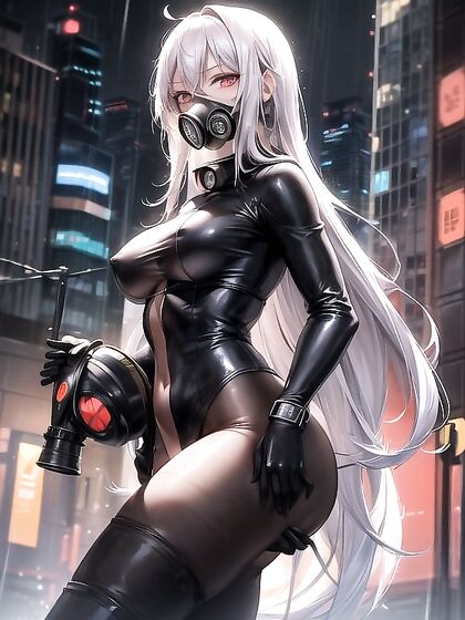 Waist-Shot Pleasure in Neon-Lit Nighttime Cyberpunk City Hentai Fantasy