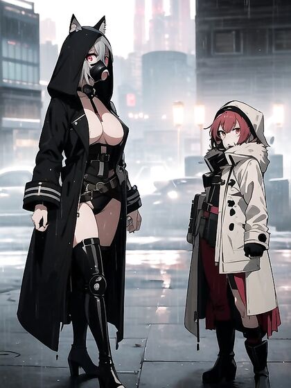 Fur-Coated Seduction: Nighttime Gas Mask Fetish in Hentai AI Action