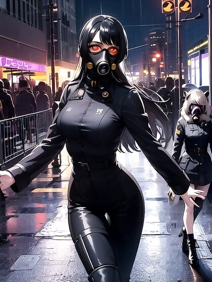 Full-Masked Waif in Sultry Waist-Shot Hentai Action