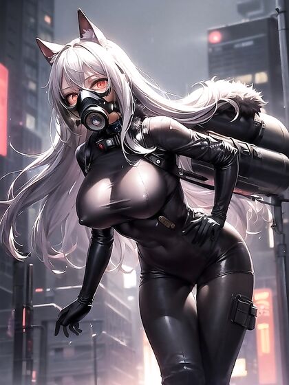 Black-Hooded Beauty Jumps into Nighttime Hentai Pleasure