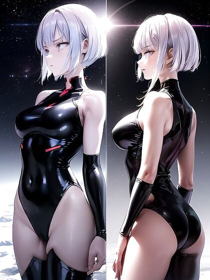 Medium-Assed Anime Girl 18+ Stares into Space in Seductive Side View