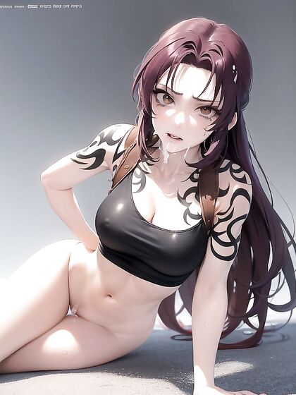 Revy from Black Lagoon Kneels in Retro 90s Style Hentai Ecstasy