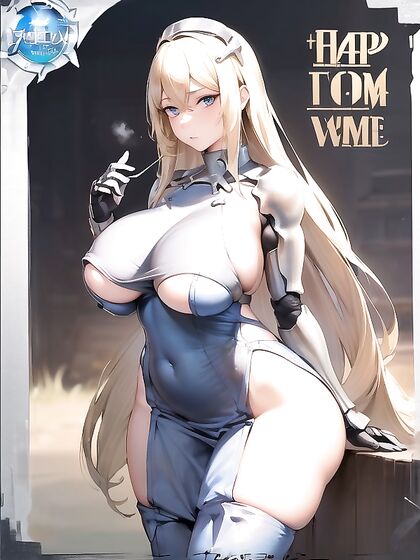 Blue-Eyed Beauty Stares at You While Showing Off Her Long Length in hentai AI Action