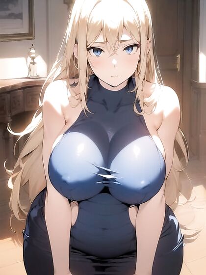 Blonde Beauty with Blue Eyes and Massive Breasts in Seductive Hentai Action