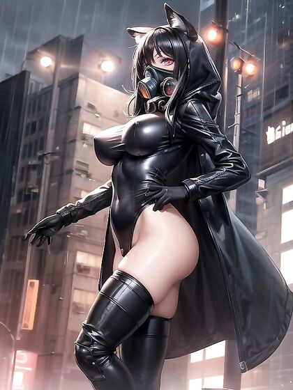 Cyberpunk Robot Girl 18+s Drenched in Rain with Fur Coats for Sexy hentai Adventures