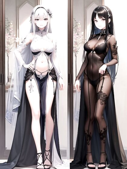Kaguya Luna's Long Dress Twirls in Sultry Waist-Shot Hentai Scenes