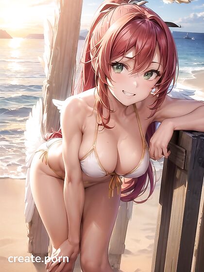 Sunset's Seductive Solo Pleasure with Angel in Mesmerizing Hentai Action