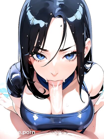 Nico Robin from One Piece Bound Hands Above Head in Top-Down Hentai Pleasure