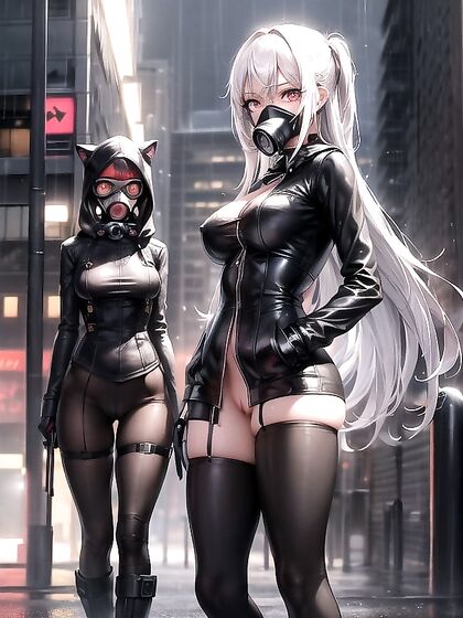 Two Lovers in Black Hooded Coats Explore Intense Hentai Pleasure