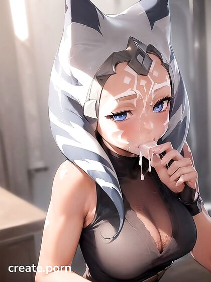Ahsoka Tano from Star Wars Gets Covered in Cum with Thick Thighs and Drooling-mouthed Pleasure