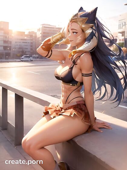 Rounded Ass Revealed as She Lifts Her Skirt in Seductive Hentai Scene