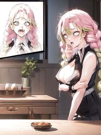Mitsuri Kanroji from Demon Slayer Enjoying Intense Solo Pleasure in Hentai Masturbation