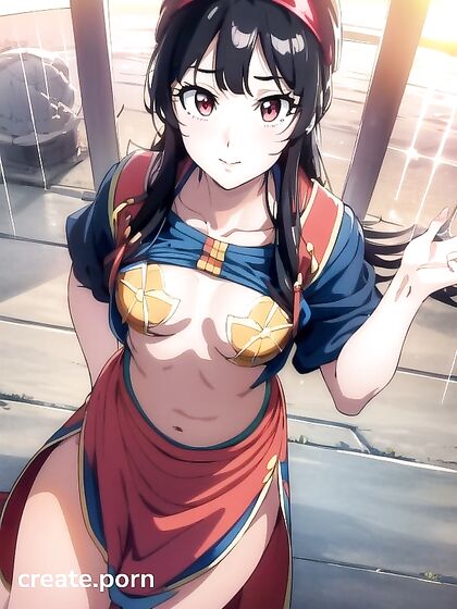 Top-Down View of Cute Girl 18+ with Medium Ass in Seductive Hentai Action