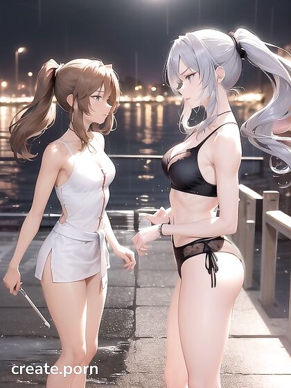 Two Lovers Caught in the Rain with Hands on Hips for Intense Hentai Pleasure