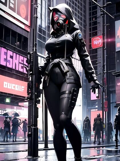 Red-Eyed Beauty in Form-Fitting Outfit Takes Center Stage in Hentai AI Action