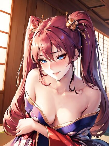Glowing Blue-Eyed Beauty Seduces on Tatami Mats in Steamy Hentai Action