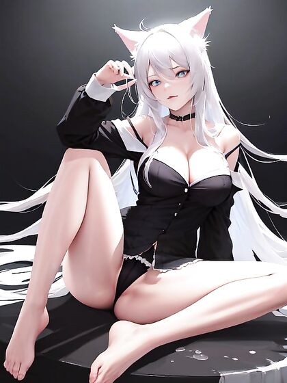 Black Hanekawa Spreads Her Legs in Seductive Hentai Action
