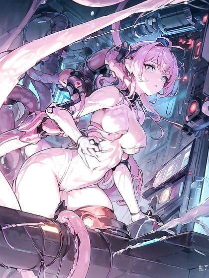 Orange Dragon Wings Flutter Over Heavy Machinery by the Lake in Seductive Hentai Action
