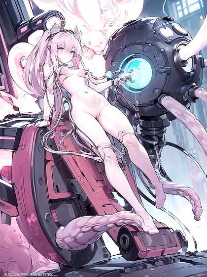Glowing Machine and Orange Dragon Wings in Intense Hentai Action