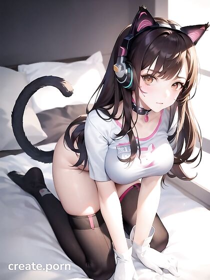 D'Va from Overwatch Gets Submissively Pleasured by Her CatGirl 18+ Mistress