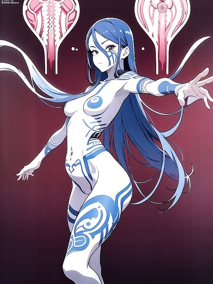 Artistically Inked Beauty with aPerfect Face in Seductive Hentai Scenes