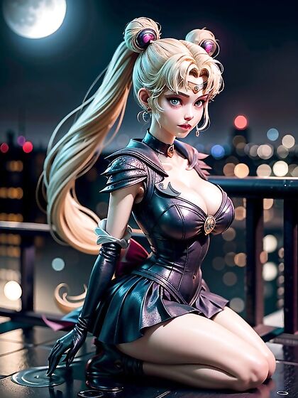 Submissive Beauty Under the Brilliant Night Sky with Shimmery Makeup Hentai Pleasure