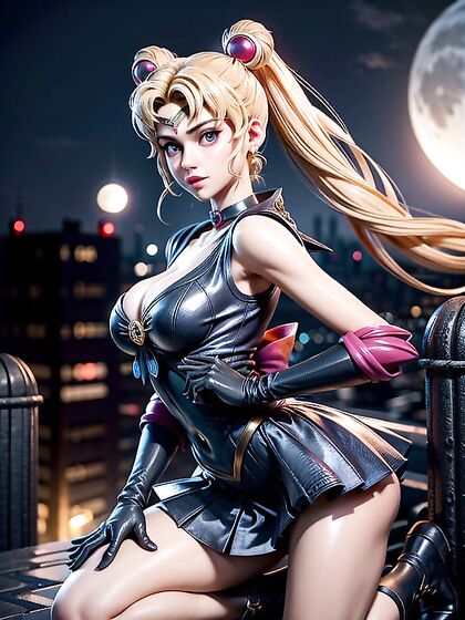 Sailor Moon Seduces With Cleavage Under the Glowing Full Moon Hentai Scene