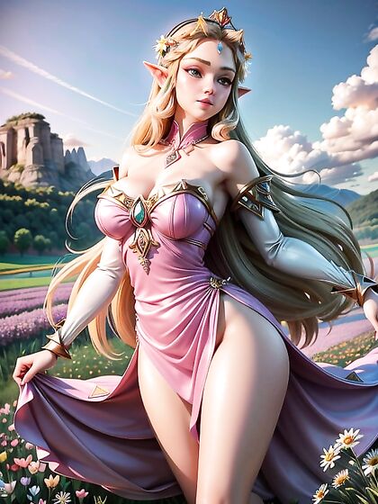 Zelda Strips Down in Panoramic Views for Sensual Hentai Pleasure