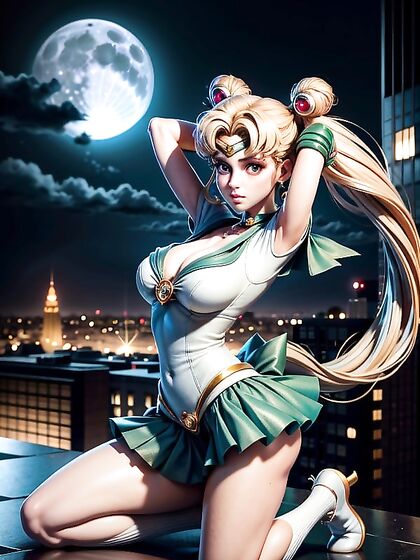 Skinny Sailor Moon Kneels for Intense Hentai Pleasure