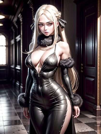 Cynthia Stands Seductively in Simple Background for Steamy Pokémon Hentai Action