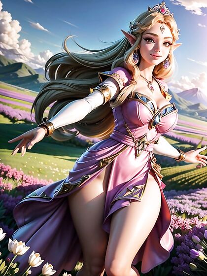 Lavender's Seductive Reach: Pink Tunic Slit Dress in Mesmerizing Hentai Scenes