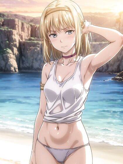 Ymir Fritz from Attack on Titan Soaked in Seductive Wet Bikini Hentai Action