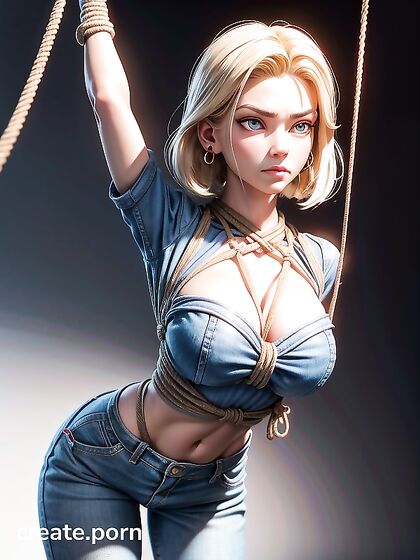 Android 18's Busty Perfection Bound in Seductive Shibari hentai Action