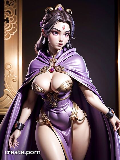 Raven from Teen 18+ Titans Gets Wild with Latina Beauty in Ash-Haired Hentai Action
