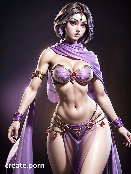 Raven from Teen 18+ Titans Seduces in Purple-Eyed Latina Fantasy Hentai Scene