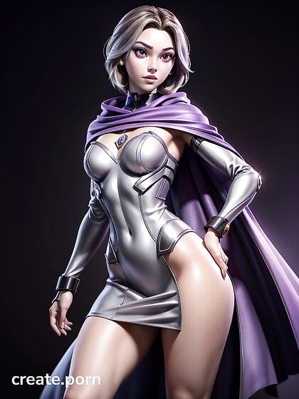 Raven from Teen 18+ Titans Seduces in a Sultry Silk Dress for Intense Hentai Pleasure
