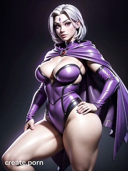 Raven from Teen 18+ Titans Seduces with Her Mysterious Purple Eyes in Steamy 3D Hentai Action