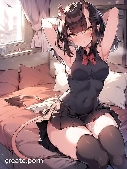 School Uniformed Girl 18+ Seduces a Demon in Warm Anime Hentai Action