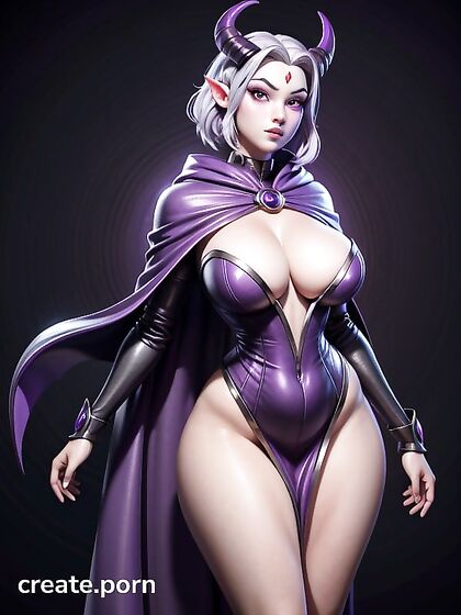 Ash-Haired Beauty with Thick Curves and Horns in Steamy Hentai Action