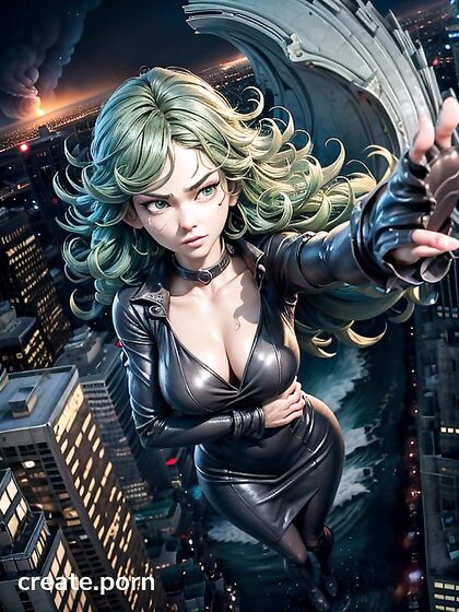 Tatsumaki from One Punch Man Rides the Chaos in a Busty City Catastrophe Hentai Scene