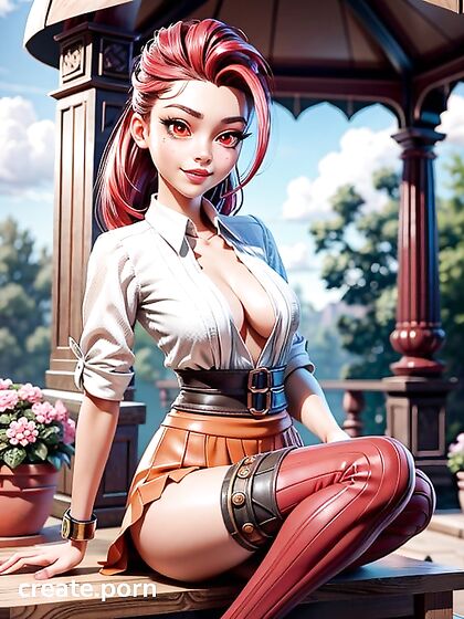 Blonde Beauty in Gazebo Undresses Seductively for 3D Hentai Pleasure
