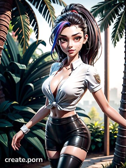 Thigh-High Socks and Blouse in Seductive 3D Hentai Action