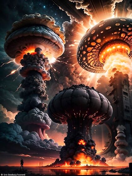 Abandoned Silhouettes Amidst Fiery Ruins: Intense Post-Apocalyptic HentaiErotica