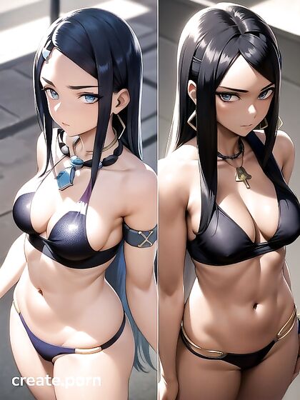 Nessa Rurina from Pokémon Seduces with Silver Hair and Golden Eyes in Hot Hentai Action
