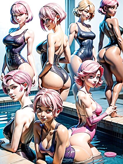 Swimsuit Clad Beauty Seduces by the Pool in Steamy Side View Hentai Action