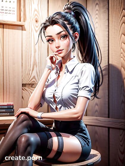 Blonde in Sporty Shorts and Blouse Gets Wild in Study Room Hentai Fun