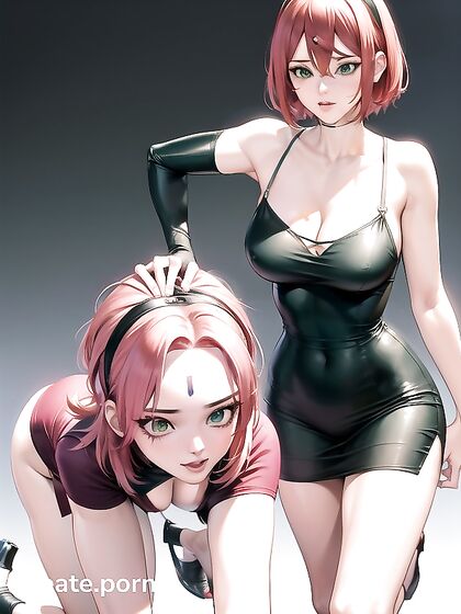 Glowing-Eyed Beauty Shows Off Cleavage in Vibrant Manga hentai Action
