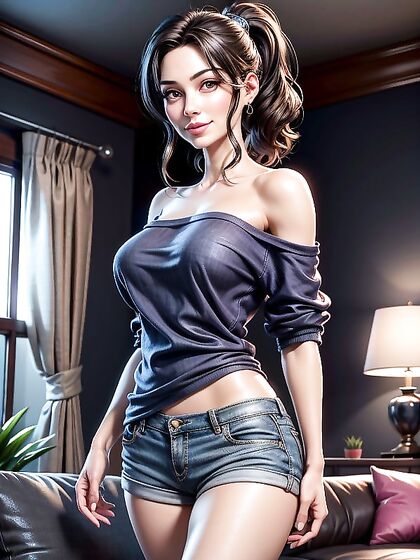 Mature Woman with Ponytail in a Dark and Moody Hentai Fantasy