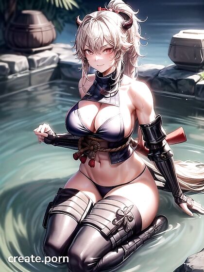 Sweaty Ponytailed Beauty Shows Off Her Large-Assed Perfection in Hentai Bliss
