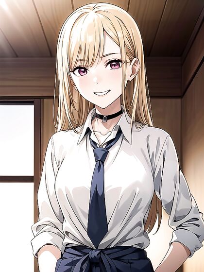 Kitagawa Marin from Sono Bisuku Dōru Wa Koi o Suru Enjoying Sunset Pleasures in Hentai AI Action